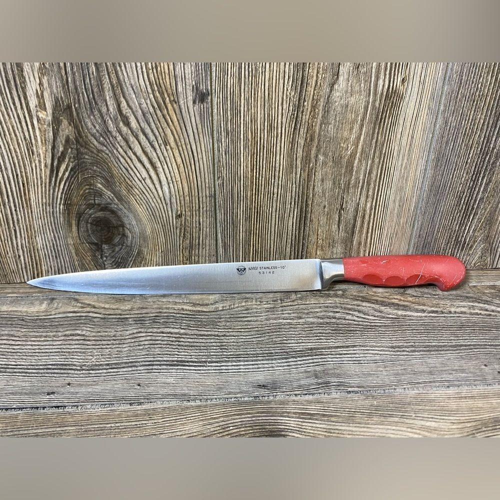 Vintage SERCO 10” Blade Stainless Steel Japan 53142 Knife - VERY SHARP Red